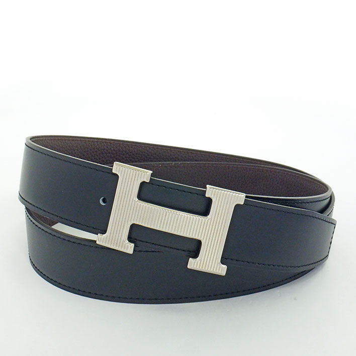 【返品OK】【新品同様】エルメス ベルトバックル 《Hストリエ》 & レザーベルト（キット） 32 Hストリエ 【メンズベルト】