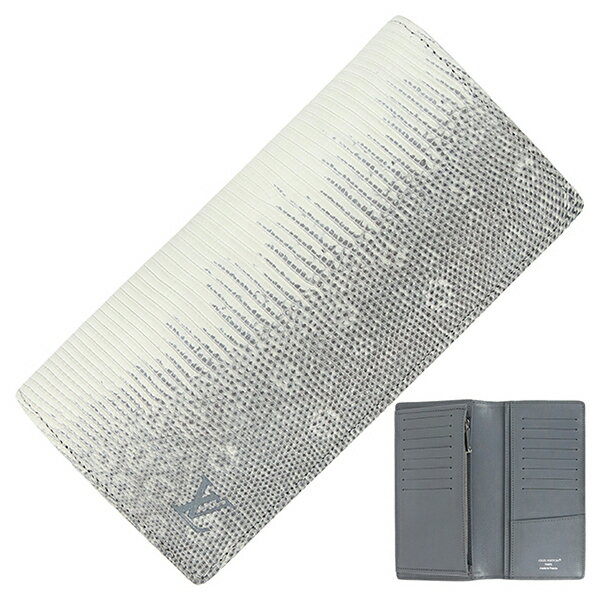 【未使用品】 ルイヴィトン 長財布 ポルトフォイユ ブラザ リザード グレー系 ルイヴィトン 二つ折り長財布 LOUIS VUITTON ルイヴィトン 財布 メンズ 二つ折り財布 エキゾチックレザー 本革 トカゲ フラップ ロングウォレット ブランド