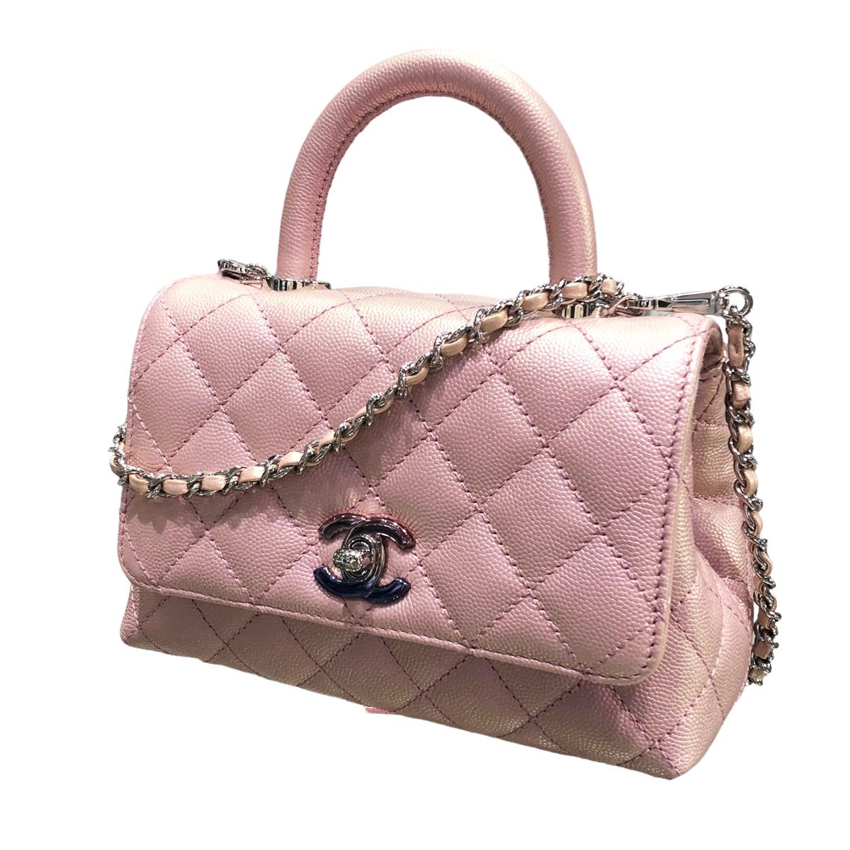 【中古】 CHANEL シャネル ショルダーバッグ AS2215 ココハンドルXXS トップハンドル キャビアスキン チェーンショルダーバッグ 23045759