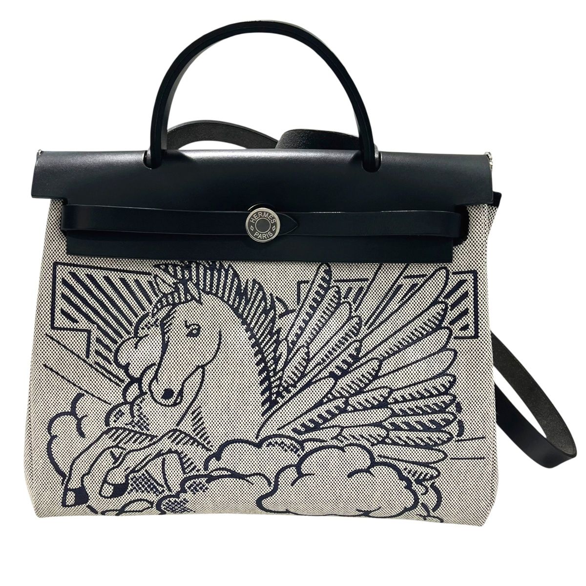 【中古】 HERMES エルメス エールバッグジップ 31 ペガサスポップ 2way ショルダーバッグ Z刻印(2021年) ヴァッシュハンター X オフィシェ ブラック グレー シルバー金具 25026847 SA