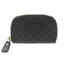 【 ポイント5倍中!! 11/27 23:59まで!】◆ 良品 グッチ GUCCI マイクロGGシマ コインケース レザー ブラック 小銭入れ 449896 【中古】