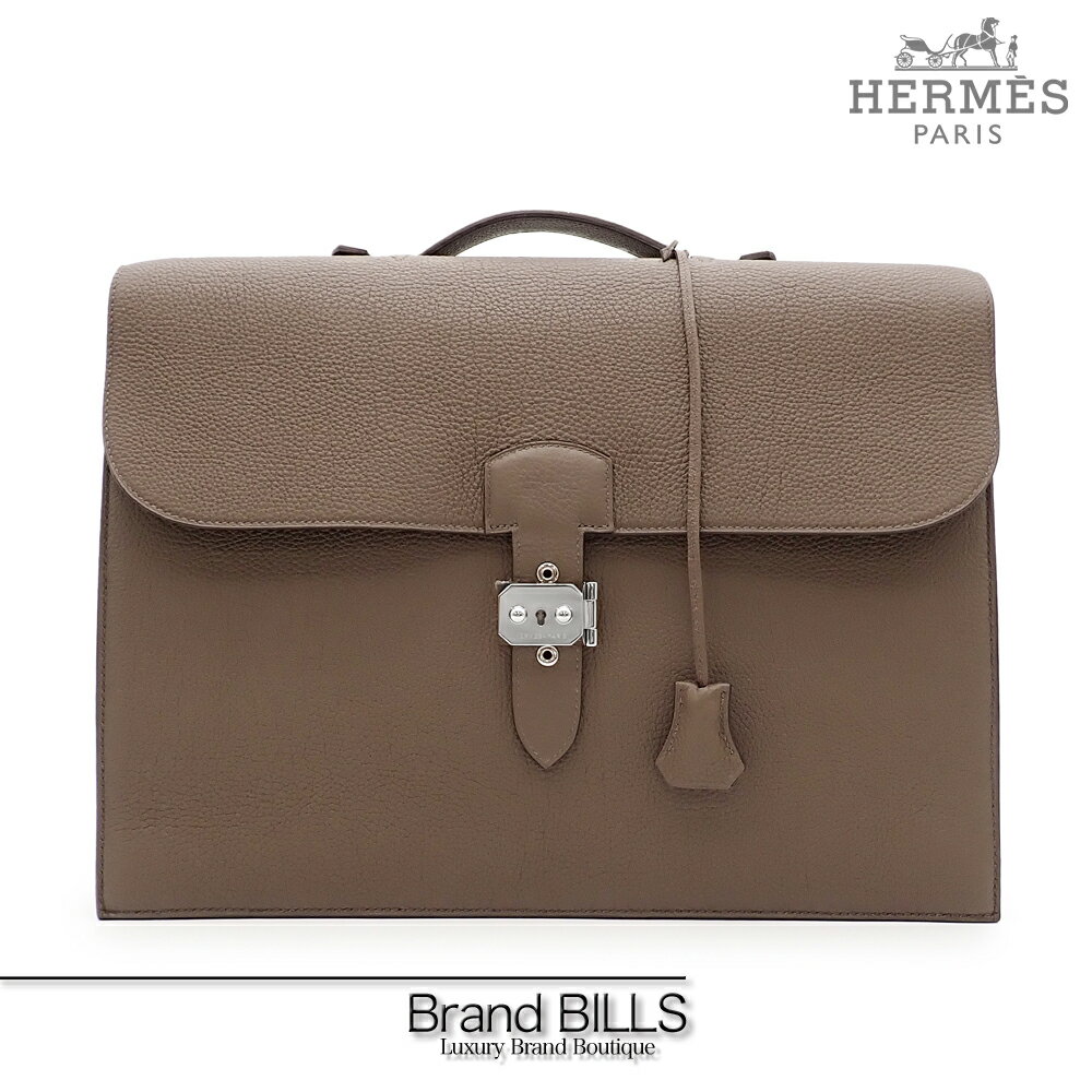 未使用品 HERMES エルメス サック・ア・デペッシュ 41 ビジネスバッグ 書類かばん トゴ エトゥープ シルバー金具 □Q刻印 送料無料 【中古】