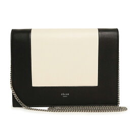 【新品・未使用品】<strong>セリーヌ</strong> CELINE フレーム イブニング <strong>チェーンウォレット</strong> 財布 ポシェット ショルダーバッグ 斜め掛け レザー ブラック クリーム 黒 107773 シルバー金具