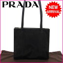 プラダ PRADA トートバッグ ショルダーバッグ メンズ可スクエア ロゴ ブラック レザー 【中古...