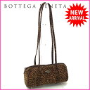 ボッテガヴェネタ BOTTEGA VENETA ショルダーバッグ ミニサイズ ポーチバッグ レディース Bプレート付き レオパード ブラウン系×シルバー ナイロンキャンバス 【中古】 A805