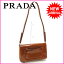 プラダ PRADA ショルダーバッグ セミショルダー メンズ可 ロゴ B9645 ライトブラウン×シルバー パテントレザー (あす楽対応)激安 【中古】 Y2836