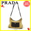 プラダ PRADA ショルダーバッグ ワンショルダー レディース B9596 ベージュ×ダークブラウン×シルバー スエード×レザー×キャンバス (あす楽対応)良品 【中古】 Y3402 .