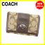 コーチ COACH 二つ折り財布 L字ファスナー財布 男女兼用 ロゴプレート付き シグネチャー ベージュ×ブラウン×シルバー キャンバス×レザー (あす楽対応)人気 【中古】 L784 .
