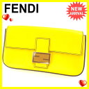フェンディ FENDI クラッチバッグ レディース バゲット イエロー レザー 【中古】 C2230