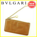 ブルガリ BVLGARI コインケース キーケース メンズ可 キャメル×ゴールド レザー 【中古】 Q227