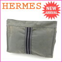 エルメス HERMES クラッチバッグ セカンドバッグ メンズ可 フールトゥ グレー×ブラック 綿100% 【中古】 J6445 .