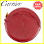 【中古】 カルティエ Cartier コインケース 小銭入れ レディース メンズ 可 マストライン ボルドー×ゴールド レザー 人気 T2582s .