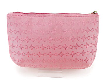 セリーヌ ポーチ 化粧ポーチ Celine ピンク×シルバー 【中古】 S716s .