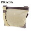 【中古】 プラダ PRADA ショルダーバッグ 斜めがけショルダー メンズ可 ロゴマーク ベージュ ブラウン キャンバス×レザーショルダーバッグ D1861s .