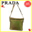 【中古】 プラダ PRADA ショルダーバッグ 斜めがけショルダー メンズ可 グリーン ライトブラウン ナイロン×レザー 人気 セール T6314 .