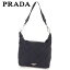 プラダ PRADA ショルダーバッグ ワンショルダー レディース ロゴプレート ブラック ナイロン×レザー 人気 セール 【中古】 C3170 .