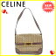 【中古】 セリーヌ Celine ショルダーバッグ ワンショルダー メンズ可 Cブラゾン ブラウン×ベージュ キャンバス×レザー 人気 Y6584