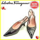【中古】 サルヴァトーレ フェラガモ Ferragamo パンプス #5D レディース ガンチーニ ブラック レザー 人気 Y6928s .