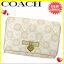 コーチ COACH L字ファスナー財布 二つ折り財布 レディース オプアート ベージュ×ゴールドホワイト PVC×レザー 【中古】 I437 .