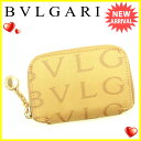 ブルガリ BVLGARI コインケース キーケース メンズ可 ロゴマニア ベージュ×ゴールド キャンバス 未使用品 訳あり 【未使用】 J17223