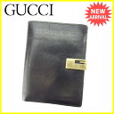 グッチ GUCCI 二つ折り財布 Gマーク ブラック×ゴールド レザー 【中古】 G1033
