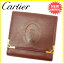 カルティエ Cartier コインケース メンズ可 マストライン ボルドー×ゴールド レザー 【中古】 J13979