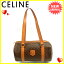 セリーヌ CELINE ショルダーバッグ 筒型バッグ マカダム ブラウン系×ゴールド PVC×レザー 【中古】 J14621