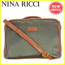 ニナリッチ NINA RICCI ビジネスバッグ 2WAYショルダー メンズ ブラウン×ブラック PVC×レザー 人気 セール 【中古】 L1483 .