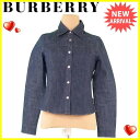【20%OFF】 【楽天スーパーSALE】 【中古】 バーバリー BURBERRY ジャケット 長袖シャツ 子供 キッズ レディース可 ♯150Aサイズ デニム インディゴネイビー×シルバー 綿95%ポリウレタン5%(チェック部分)ポリエステル 良品 T2188 .