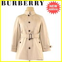 【20%OFF】 【楽天スーパーSALE】 【中古】 バーバリー BURBERRY コート ボタン&ジップ ボーイズ ♯140Aサイズ シングル キッズ トレンチ ベージュ×ブラック ポリエステル55%綿45%(裏地)綿(バックル部分)牛革 人気 T3527 .