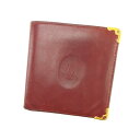【P10倍】 【中古】 カルティエ 二つ折り財布 さいふ マストライン ボルドー Cartier B736