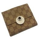【マラソン2,000円オフクーポン】 グッチ Wホック財布 GG柄 ブラウン系×シルバー GUCCI ホックサイフ ホック財布 財布 サイフ財布 ユニセックス 小物 【グッチ】 F382 【中古】