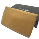【会員様P5倍】 【残り1点】 【送料無料】 【中古】 シャネル 二つ折り財布 長財布 ココボタン ベージュ CHANEL 【シャネル】 F416