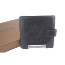 【ポイント10倍】 【中古】 ロエベ Wホック財布 さいふ 二つ折り コンパクトサイズ アナグラム ブラック LOEWE G799