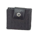 ブルガリ Wホック財布 二つ折り コンパクトサイズ ロゴボタン付き ロゴマニア ブラック×シルバー BVLGARI 【ブルガリ】 h344s 【中古】