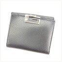 【中古】 グッチ Wホック財布 さいふ 二つ折り財布 さいふ Gマーク ブラック×シルバー レザー GUCCI 【グッチ】 Q339