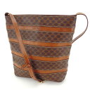 【中古】 セリーヌ CELINE ショルダーバッグ 斜めがけショルダー マカダム レディース メンズ ブラウン系×ゴールド クリスマス プレゼント バック ブランド 人気 収納 在庫一掃 1点物 兼用 男性 女性 良品 春 T15425