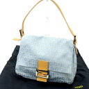 【中古】 フェンディ FENDI ショルダーバッグ ワンショルダー レディース ズッキーノ ブルー×ベージュ キャンバス×レザー (あす楽対応)人気 美品 T14218 .