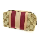 【中古】 グッチ GUCCI 化粧ポーチ ポーチ レディース ベージュ×ピンク T16128 .