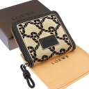 【中古】 ロエベ LOEWE コインケース 小銭入れ レディース ラウンドファスナー ベージュ×ブラウン×ゴールド T13036