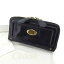 【中古】 クロエ Chlo? 長財布 財布 ラウンドファスナー ブラック×ゴールド ベイ レディース Y4228s