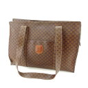 【ポイント10倍】 【中古】 セリーヌ トートバッグ ショルダーバッグ マカダム ブラウン系×ゴールド CELINE バック 収納 ファッションバッグ 手持ちバッグ 人気 贈り物 迅速発送 在庫処分 1点物 T16014