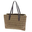 【中古】 フェンディ FENDI ハンドバッグ ミニトートバッグ レディース ズッキーノ ライトカーキ×ブラウン系 キャンバス×レザー 良品 Y6434