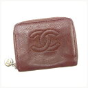 【値引実施中】 【中古】 シャネル CHANEL コインケース 小銭入れ メンズ可 ブラウン×シルバー系 キャビアスキン T13486