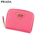 【ブラックフライデー】 【中古】 プラダ コインケース ケース 小銭入れ トライアングルロゴ ピンク ゴールド サフィアーノレザー PRADA 【プラダ】 T8648