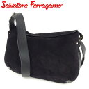 【中古】サルヴァトーレ フェラガモ Salvatore Ferragamo ショルダーバッグ 斜めがけショルダー レディース ガンチーニ ブラック スエード×レザー T8933 .