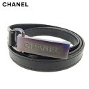 【中古】 【10%オフクーポン】 シャネル ベルト ロゴ ブラック レザー CHANEL T9215