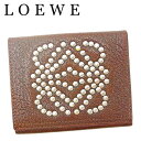 【ポイント10倍】 【中古】 ロエベ コインケース ケース 小銭入れ アナグラム ブラウン レザー LOEWE T9469