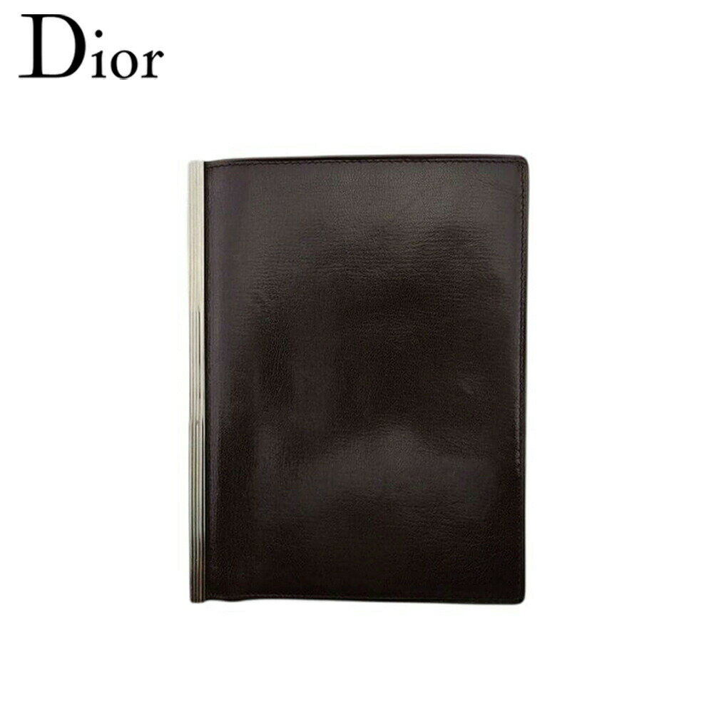 【秋Sale】ディオール Dior パスポートケース ロゴプレート ブラウン シルバー メンズ 中古