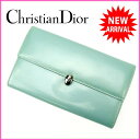 【送料無料】 クリスチャン・ディオール Christian Dior 長財布 クラッチバッグ レディース ブルー レザー (あす楽対応) 人気 【中古】 J5196